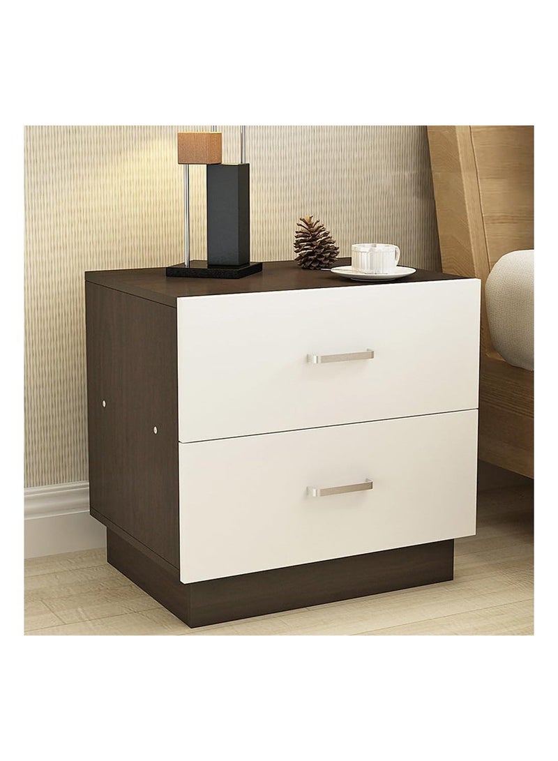 Monda Nordic Classic Nightstand, Large Capacity, Floor-standing Bedside Frame, Modern and Practical Side Table with Double Drawers, Narrow Storage Cabinet for Living Room or Bedroom, White/Black - Image 3